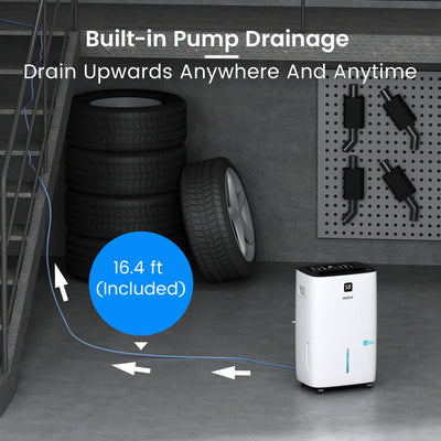 Yaufey 150 Pints Energy Star Dehumidifier with Pump - Covers 7,000 Sq. Ft, Home & Basement, Drain Hose, Timer, Humidity Control