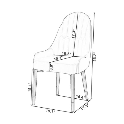 Sersper Modern Leather Dining Chair Set of 2 - Diamond Lattice Design, Upholstered for Kitchen, Living, Dining Room, White