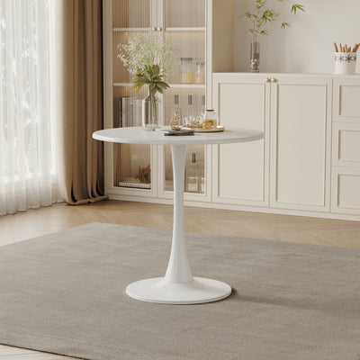 Sersper Mid-Century 31.5-Inch Round Dining Table - Pedestal Base, Seats 2-4, White for Kitchen Leisure