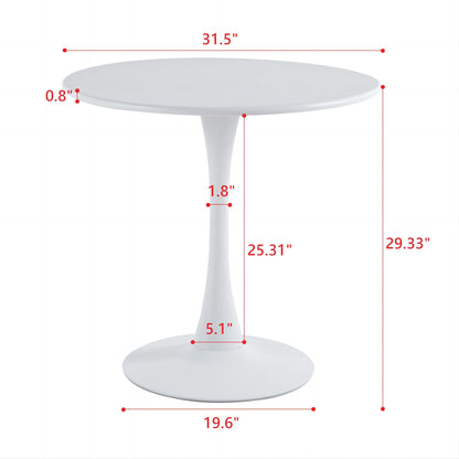 Sersper Mid-Century 31.5-Inch Round Dining Table - Pedestal Base, Seats 2-4, White for Kitchen Leisure