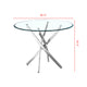 Sersper Modern 36'' Round Glass Dining Table - Tempered Glass Top, Silver Stainless Steel Legs, 2-4 Seater, Coffee Table