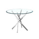 Sersper Modern 36'' Round Glass Dining Table - Tempered Glass Top, Silver Stainless Steel Legs, 2-4 Seater, Coffee Table