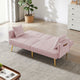 Sersper 69-Inch Adjustable Velvet Sofa Bed - 3-Position Recline, Thick Cushions, Gold Legs, 2 Pillows, Built-in Cup Holder, Pink