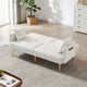 Sersper 69-Inch Convertible Velvet Sofa Bed - Adjustable Backrest, Thick Cushions, Gold Legs, 2 Pillows, Cup Holder, White