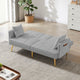 Sersper 69-Inch Adjustable Velvet Sofa Bed - 3-Position Recline, Thick Cushions, Gold Legs, 2 Pillows, Built-in Cup Holder, Grey