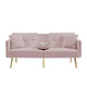 Sersper 69-Inch Adjustable Velvet Sofa Bed - 3-Position Recline, Thick Cushions, Gold Legs, 2 Pillows, Built-in Cup Holder, Pink