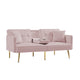 Sersper 69-Inch Adjustable Velvet Sofa Bed - 3-Position Recline, Thick Cushions, Gold Legs, 2 Pillows, Built-in Cup Holder, Pink