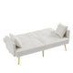 Sersper 69-Inch Convertible Velvet Sofa Bed - Adjustable Backrest, Thick Cushions, Gold Legs, 2 Pillows, Cup Holder, White