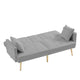 Sersper 69-Inch Adjustable Velvet Sofa Bed - 3-Position Recline, Thick Cushions, Gold Legs, 2 Pillows, Built-in Cup Holder, Grey