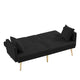 Sersper 69-Inch Velvet Sofa Bed - 3-Position Adjustable Backrest, Thick Cushions, Gold Legs, 2 Pillows, Cup Holder, Black