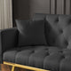 Sersper 73-Inch Convertible Velvet Futon Sofa Bed - 3 Reclining Angles, Golden Metal Legs, Black