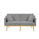 Sersper 59-Inch Velvet Sofa Bed - Adjustable Backrest, Thick Cushions, Metal Legs, 2 Pillows, Separate Back Design, Grey