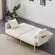 Sersper 59-Inch Convertible Velvet Futon Sofa Bed - With 2 Pillows, 3 Adjustable Positions, 6 Golden Metal Legs, Cream