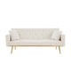 Sersper 73-Inch Velvet Futon Sofa Bed - Convertible Sleeper, 3 Reclining Angles, Golden Metal Legs, Cream