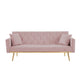 Sersper Convertible 73-Inch Velvet Futon Sofa Bed - 3 Reclining Angles, Golden Tapered Metal Legs, Pink