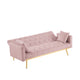 Sersper Convertible 73-Inch Velvet Futon Sofa Bed - 3 Reclining Angles, Golden Tapered Metal Legs, Pink