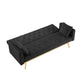 Sersper 73-Inch Convertible Velvet Futon Sofa Bed - 3 Reclining Angles, Golden Metal Legs, Black