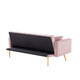 Sersper Convertible 73-Inch Velvet Futon Sofa Bed - 3 Reclining Angles, Golden Tapered Metal Legs, Pink