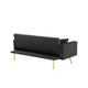 Sersper 73-Inch Convertible Velvet Futon Sofa Bed - 3 Reclining Angles, Golden Metal Legs, Black