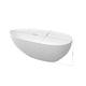 Sersper White Stone Resin Freestanding Oval Soaking Bathtub - Flatbottom, Solid Surface, Brass Drain