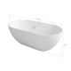 Sersper White Stone Resin Freestanding Oval Soaking Bathtub - Flatbottom, Solid Surface, Brass Drain