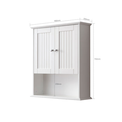 Sersper Wall Mount Bathroom Cabinet with 2 Doors, Open Shelf - Over The Toilet Medicine Storage