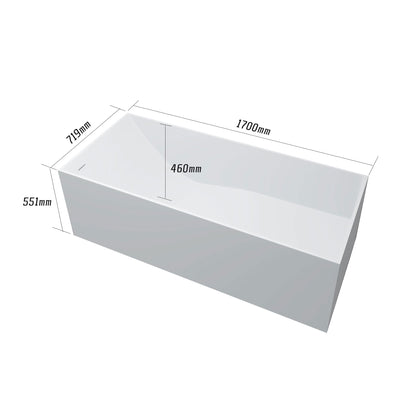 Sersper 67 in. White Stone Resin Square Freestanding Soaking Bathtub - Flatbottom, Solid Surface, with Drain