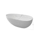 Sersper White Stone Resin Freestanding Oval Soaking Bathtub - Flatbottom, Solid Surface, Brass Drain